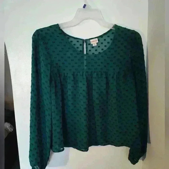 Target Merona Top Green with Black Sewn Pattern#148 - Picture 1 of 3